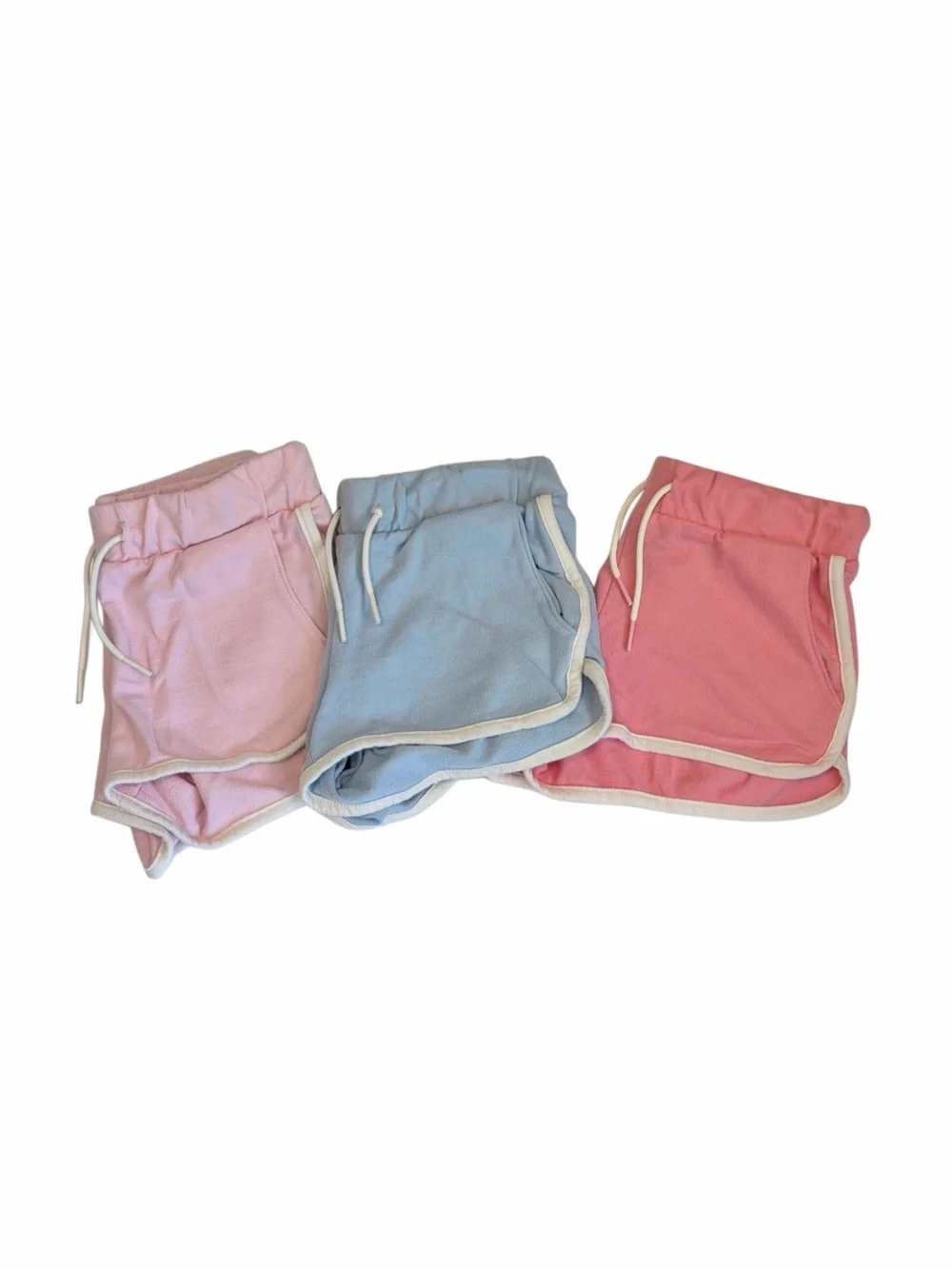 Old Navy Kids Drawstring Shorts Bundle - Light Pink, Blue, Coral | Girls S (6/7)